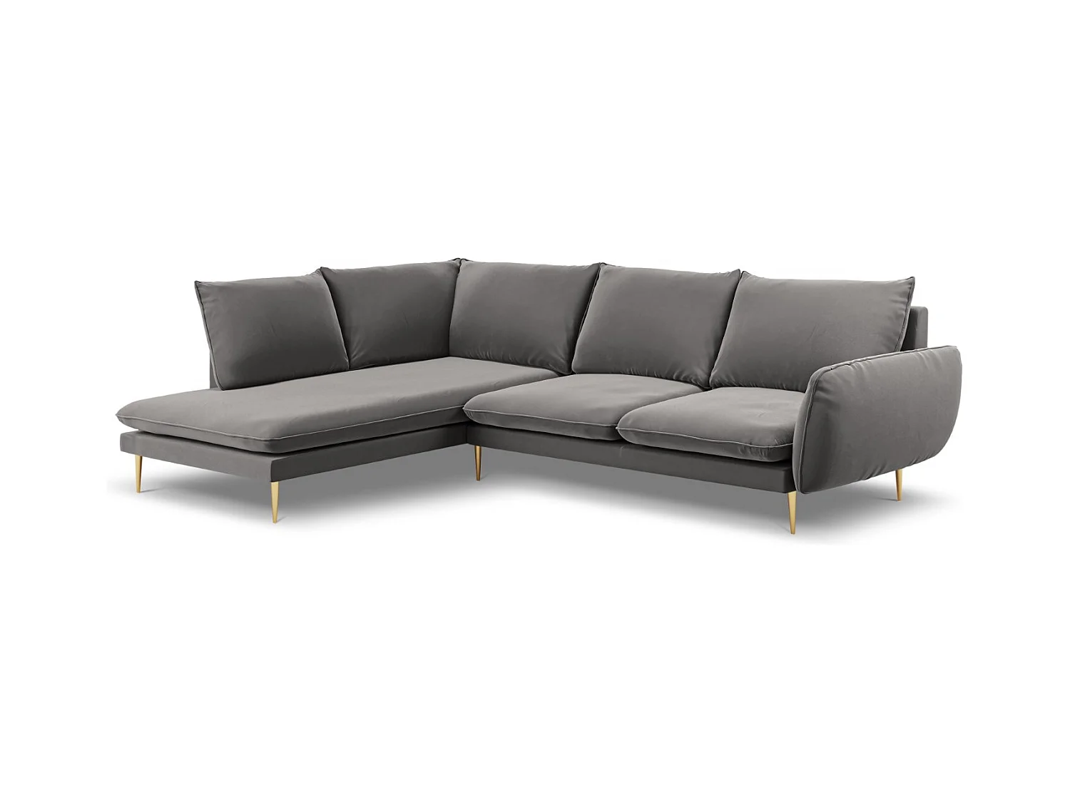 Cosmopolitan Design - Canapé d'angle gauche "Vienna" 6 places en velours gris clair - 275x185x95cm