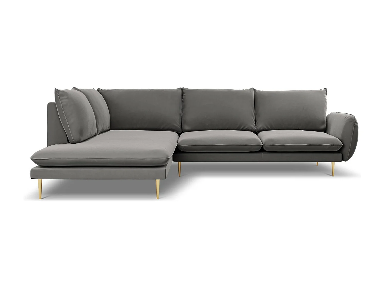 Cosmopolitan Design - Canapé d'angle gauche "Vienna" 6 places en velours gris clair - 275x185x95cm