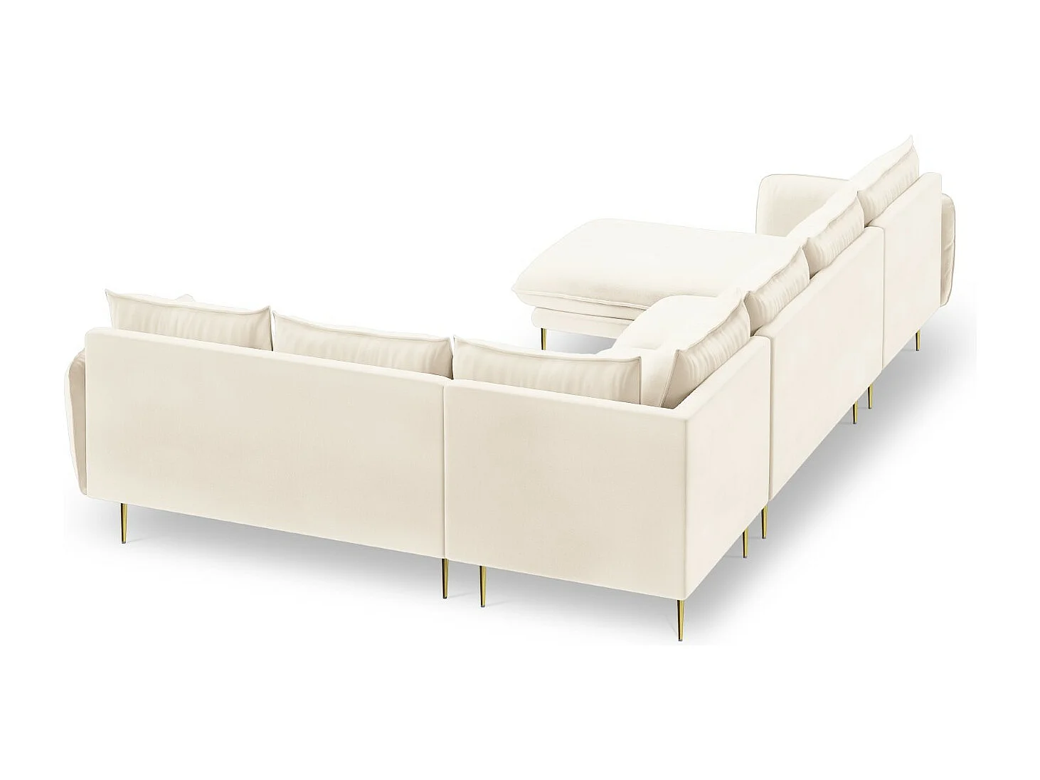Cosmopolitan Design - 7-Sitzer Panoramasofa rechts "Vienna" aus Samt leichtes beige - 330x235x95cm