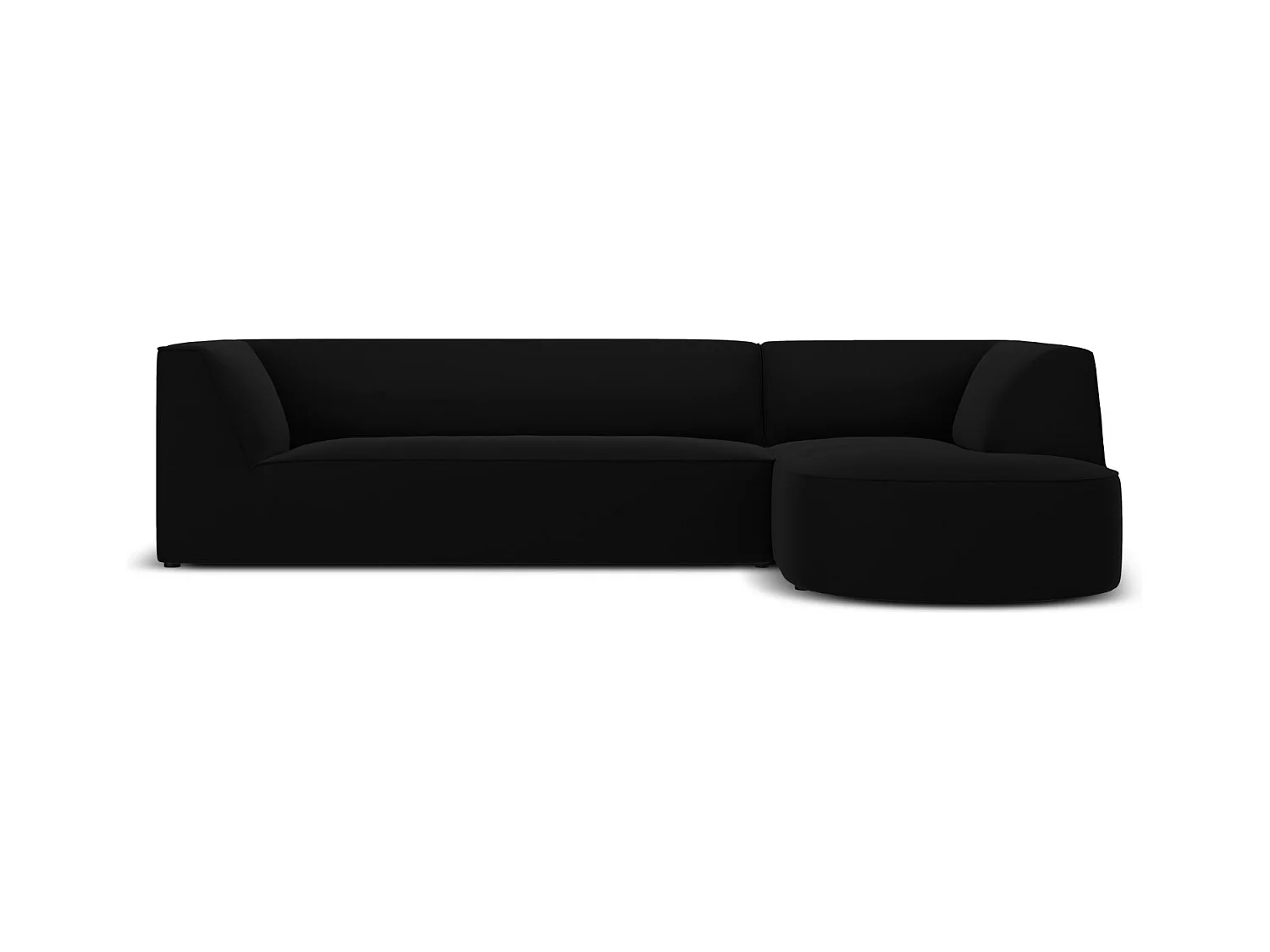 CXL by Christian Lacroix - Rechter hoekbank "Charles" 4 zitplaatsen, Flueel, Zwart - 273x180x69cm