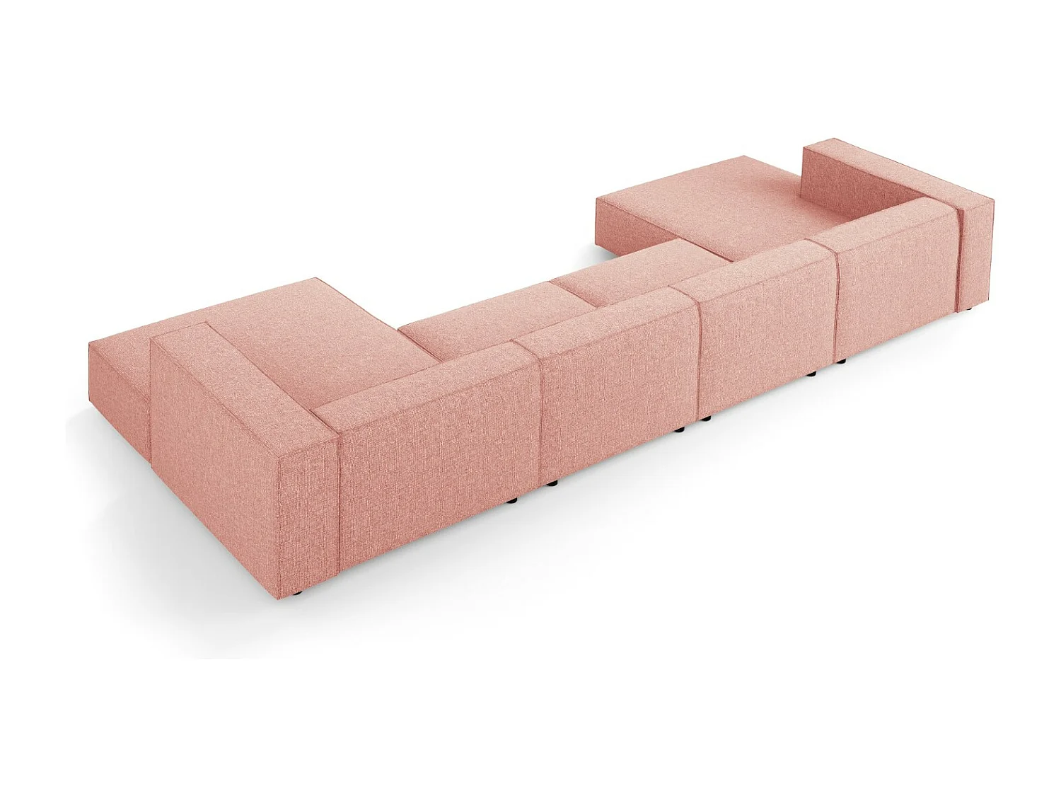 Cosmopolitan Design - 6-Sitzer Panoramasofa "Arendal" aus Chenille-Stoff rosa - 364x166x70cm