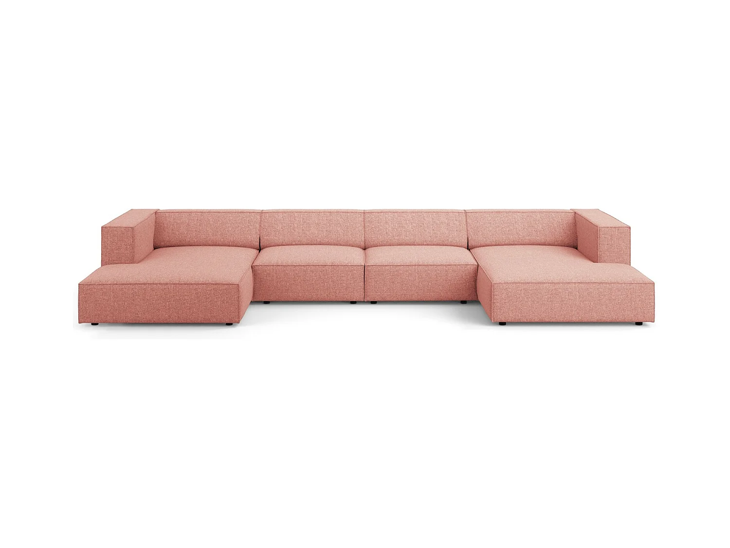 Cosmopolitan Design - Canapé panoramique "Arendal" 6 places en chenille rose - 364x166x70cm