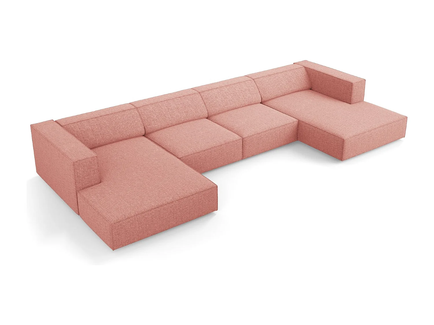 Cosmopolitan Design - Canapé panoramique "Arendal" 6 places en chenille rose - 364x166x70cm