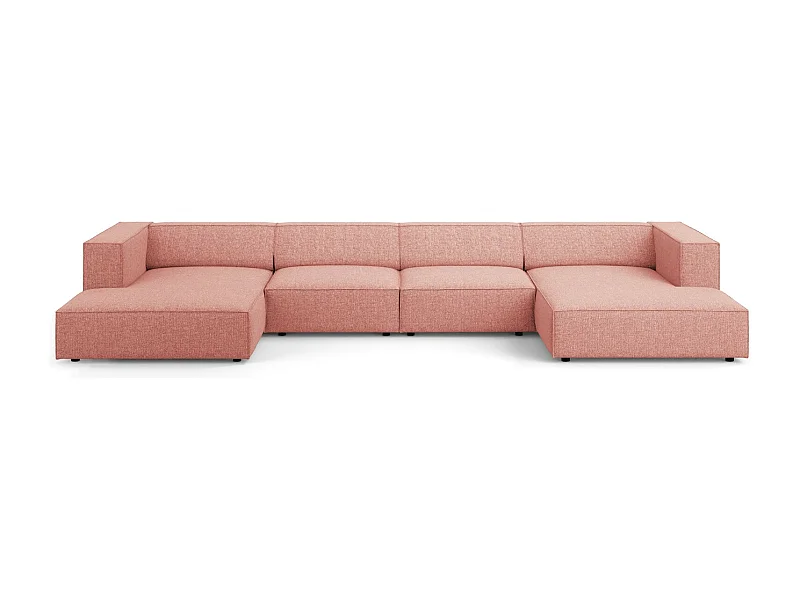 Cosmopolitan Design - Divano panoramico "Arendal" 6 posti in ciniglia rosa - 364x166x70cm