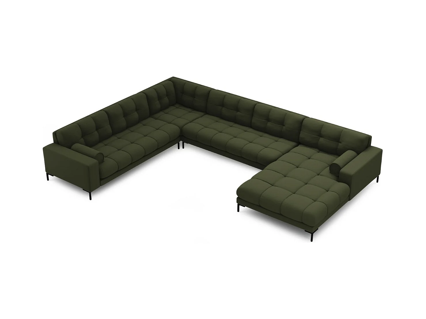 Cosmopolitan Design - Panoramische hoekbank links "Bali" 7 zitplaatsen, Structurele stof, Groente - 327x256x75cm