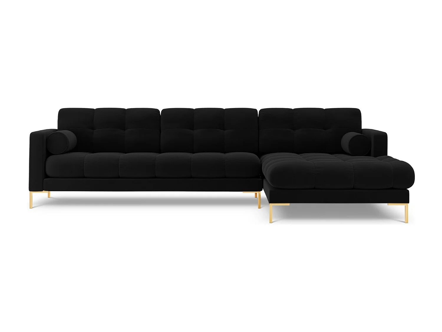 Cosmopolitan Design - 5-Sitzer Ecksofa rechts "Bali" aus Samt schwarz - 293x185x75cm