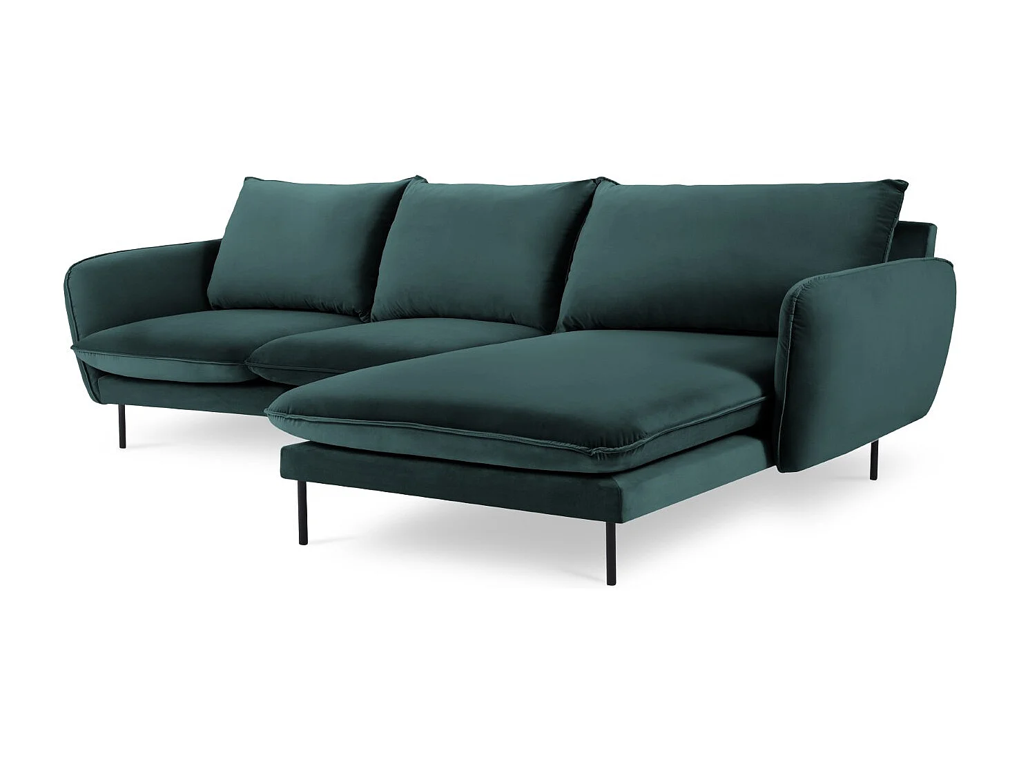 Cosmopolitan Design - Narożnik prawy, "Vienna" 5 miejsc welur, petrol - 255x170x95cm