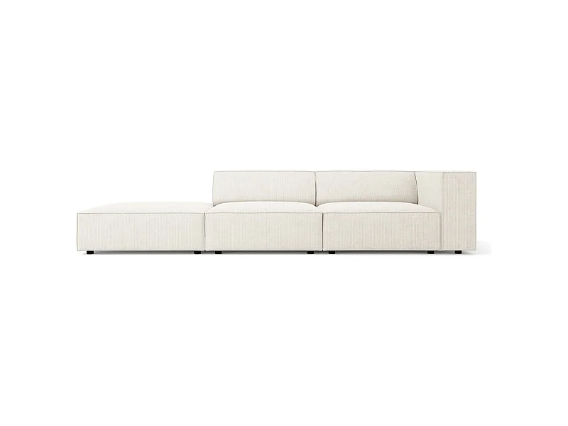 Cosmopolitan Design - 4-Sitzer linkes Sofa "Arendal" aus Chenille-Stoff mit Rippeneffekt elfenbein - 262x102x70cm