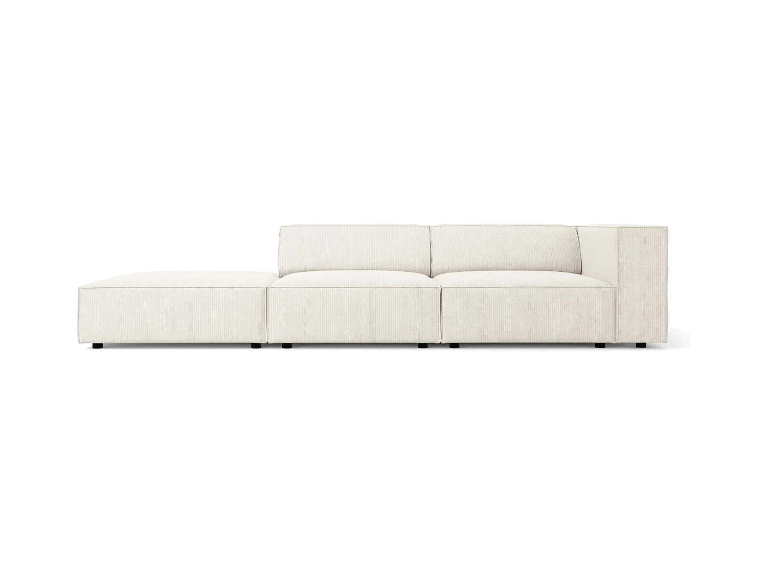 Cosmopolitan Design - Canapé gauche "Arendal" 4 places en chenille avec un effet côtelé ivoire - 262x102x70cm