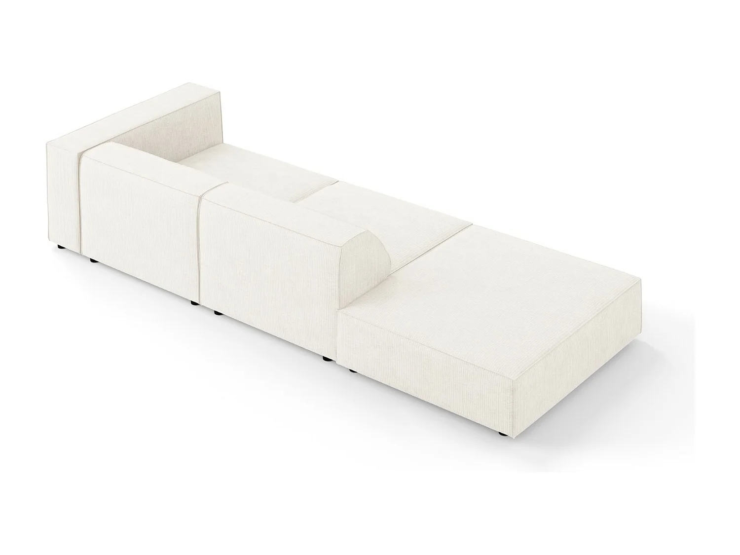 Cosmopolitan Design - Sofá esquerdo "Arendal" 4 lugares em tecido chenille com efeito canelado marfim - 262x102x70cm