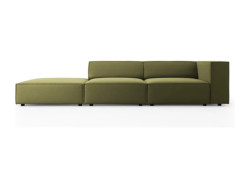 Cosmopolitan Design - Sofa bok lewy, "Arendal" 4 miejsca welur, zielony jasny - 262x102x70cm