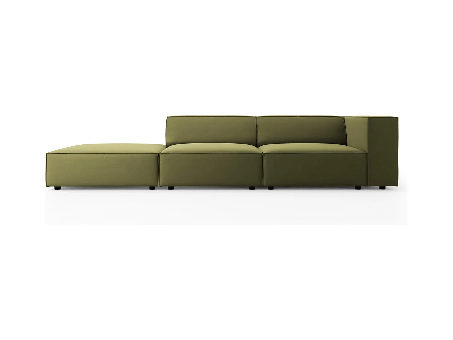 Cosmopolitan Design - Linker bank "Arendal" 4 zitplaatsen, Flueel, Lichtgroen - 262x102x70cm