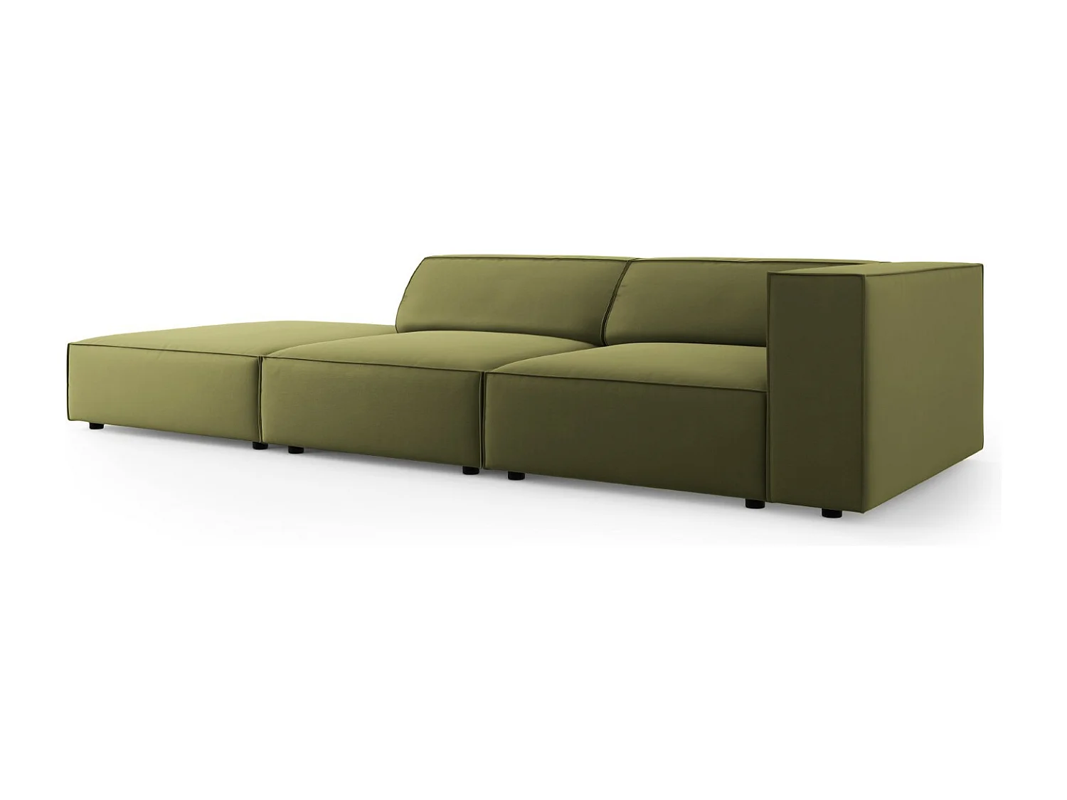 Cosmopolitan Design - Sofá esquerdo "Arendal" 4 lugares em veludo verde claro - 262x102x70cm