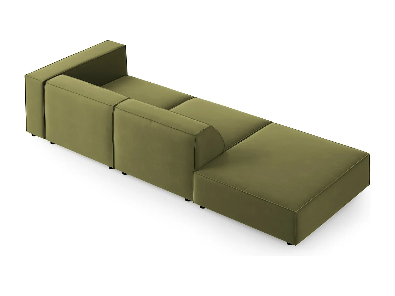Cosmopolitan Design - Sofá esquerdo "Arendal" 4 lugares em veludo verde claro - 262x102x70cm