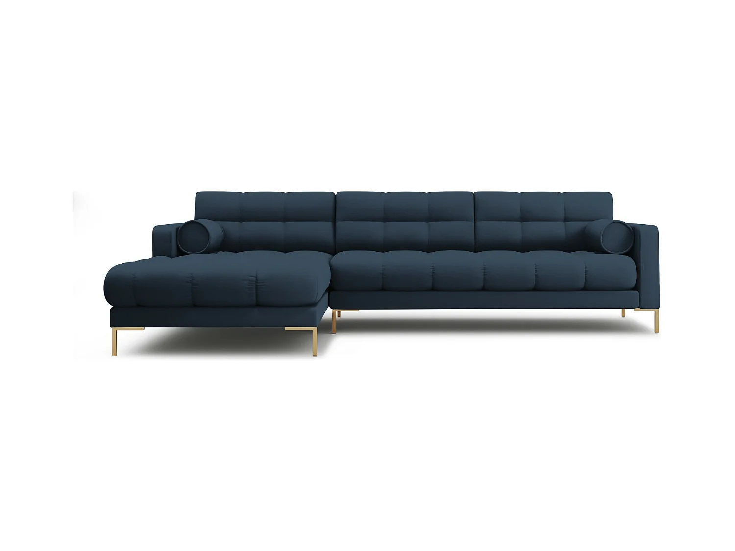 Cosmopolitan Design - 5-Sitzer Ecksofa links "Bali" aus strukturiertem Stoff blau - 293x185x75cm