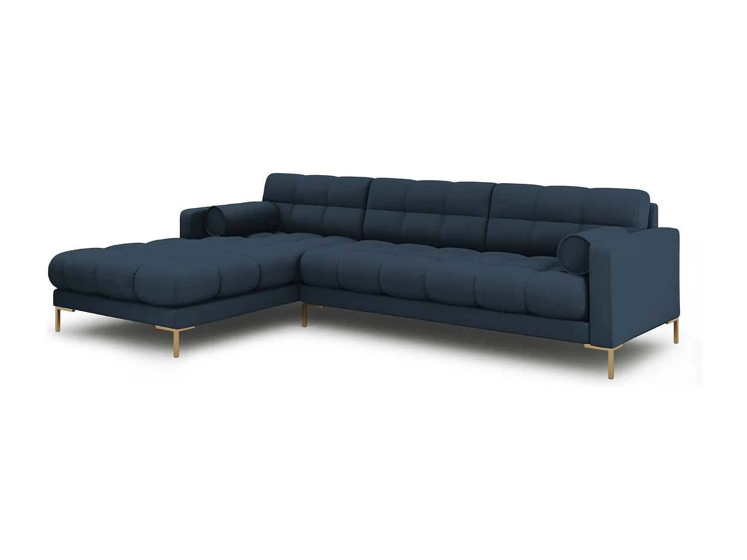 Cosmopolitan Design - 5-Sitzer Ecksofa links "Bali" aus strukturiertem Stoff blau - 293x185x75cm