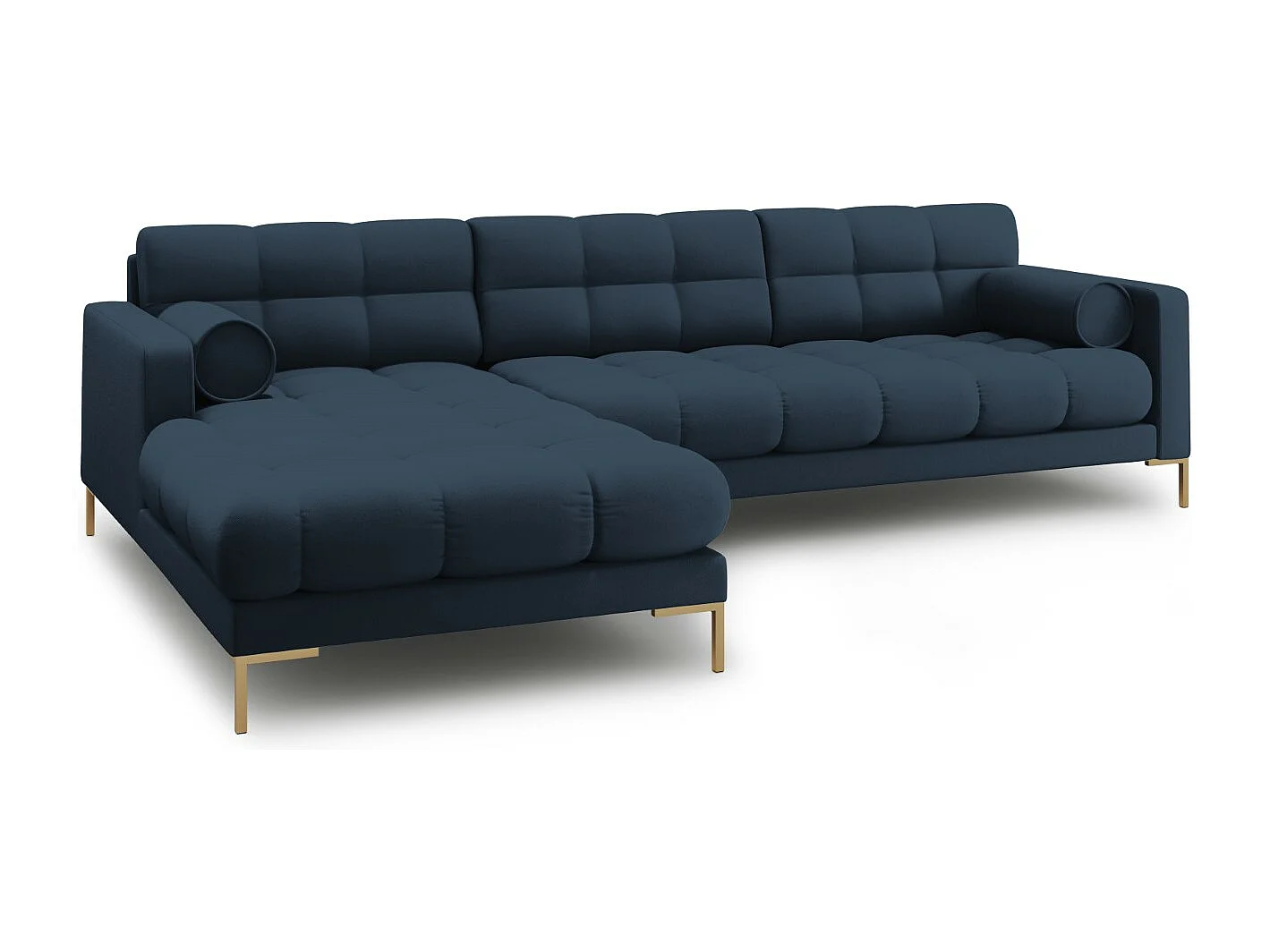 Cosmopolitan Design - Sofá de canto esquerdo "Bali" 5 lugares em tecido estrutural azul - 293x185x75cm