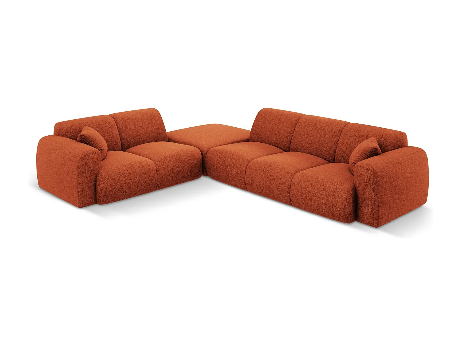 Cosmopolitan Design - 4-Sitzer Ecksofa links "Nolio" aus Chenille-Stoff terrakotta - 315x250x72cm