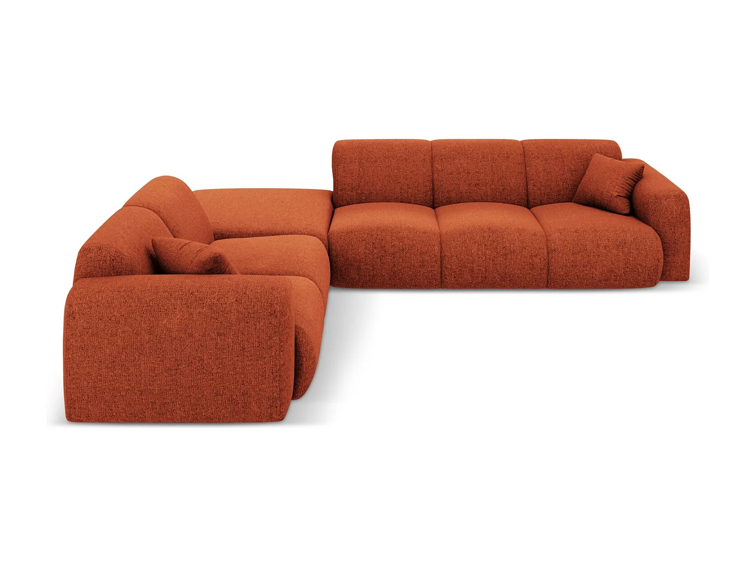 Cosmopolitan Design - 4-Sitzer Ecksofa links "Nolio" aus Chenille-Stoff terrakotta - 315x250x72cm
