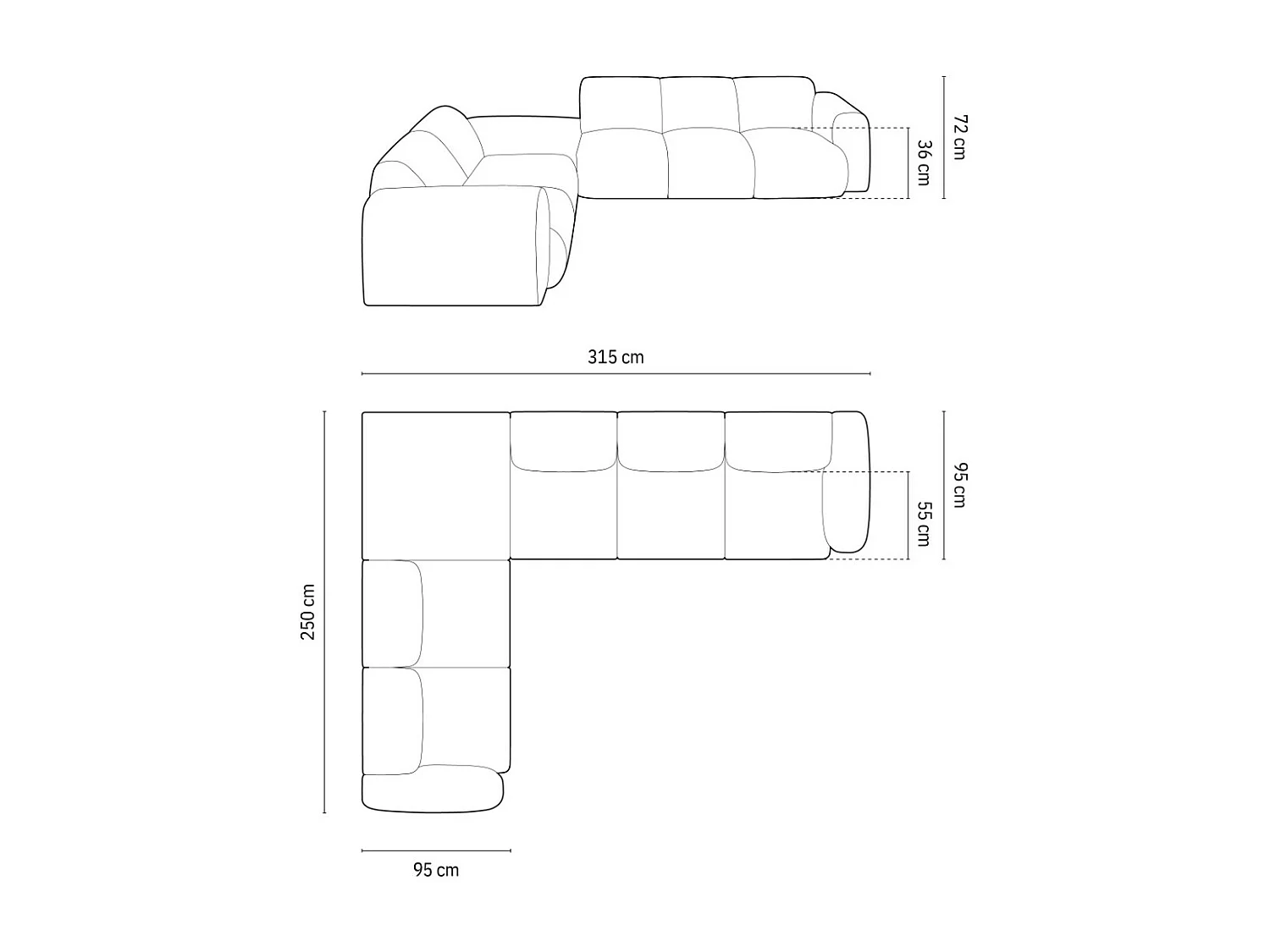 Cosmopolitan Design - 4-Sitzer Ecksofa links "Nolio" aus Chenille-Stoff terrakotta - 315x250x72cm