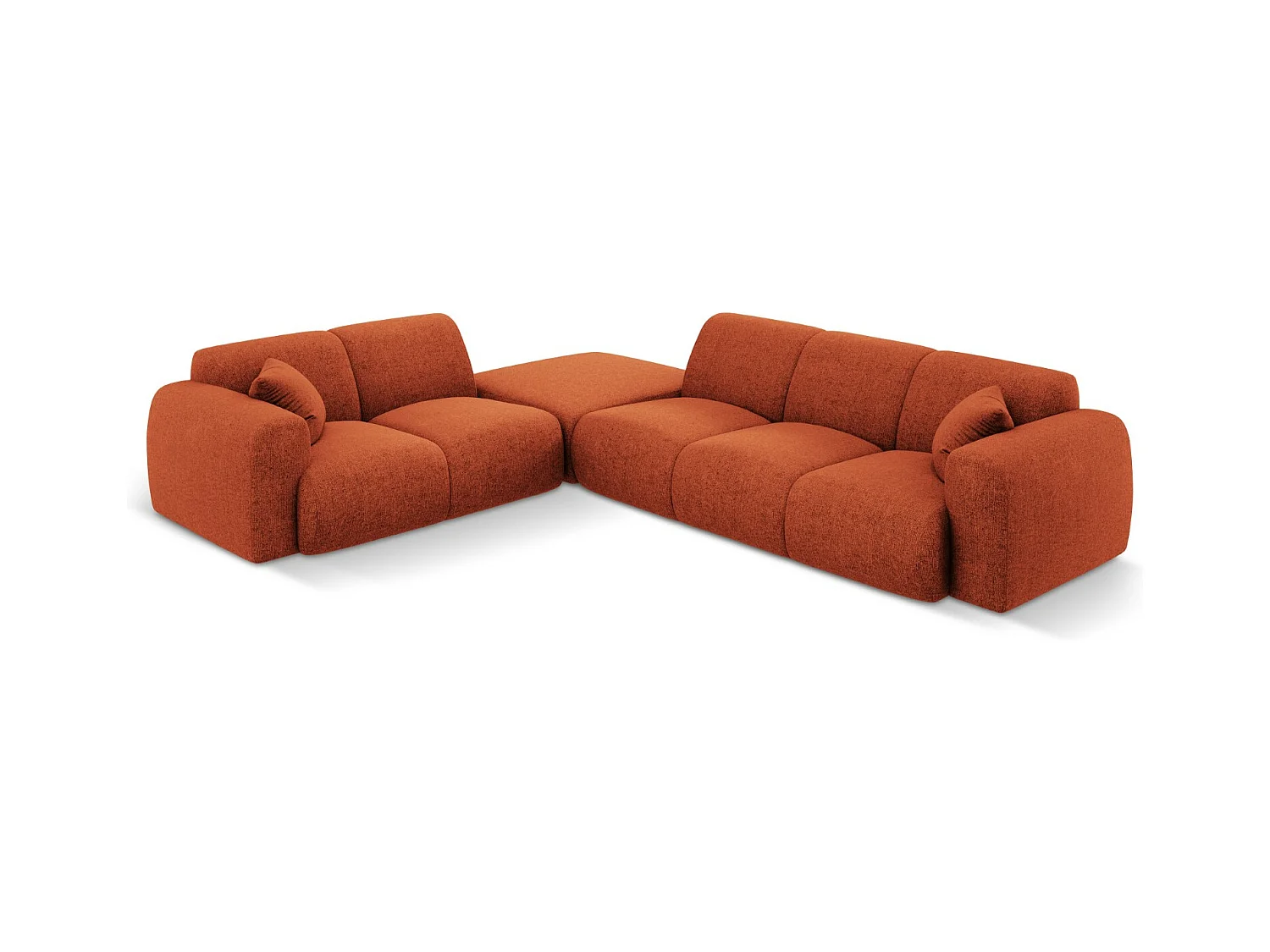 Cosmopolitan Design - Canapé d'angle gauche "Nolio" 4 places en chenille terracotta - 315x250x72cm