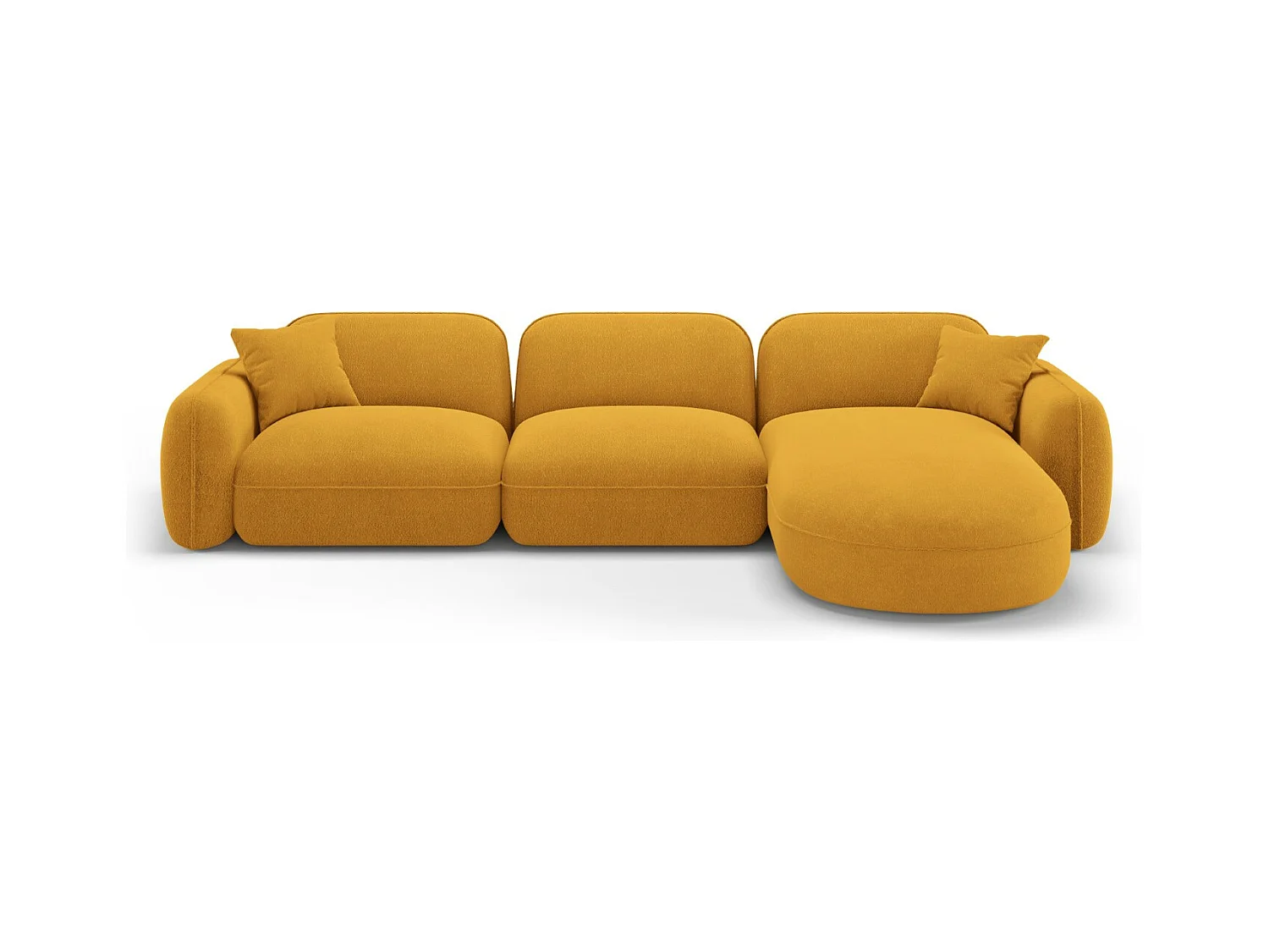 CXL by Christian Lacroix - Canapé d'angle droit modulable "Lucien" 4 places en velours moutarde - 320x165x70cm