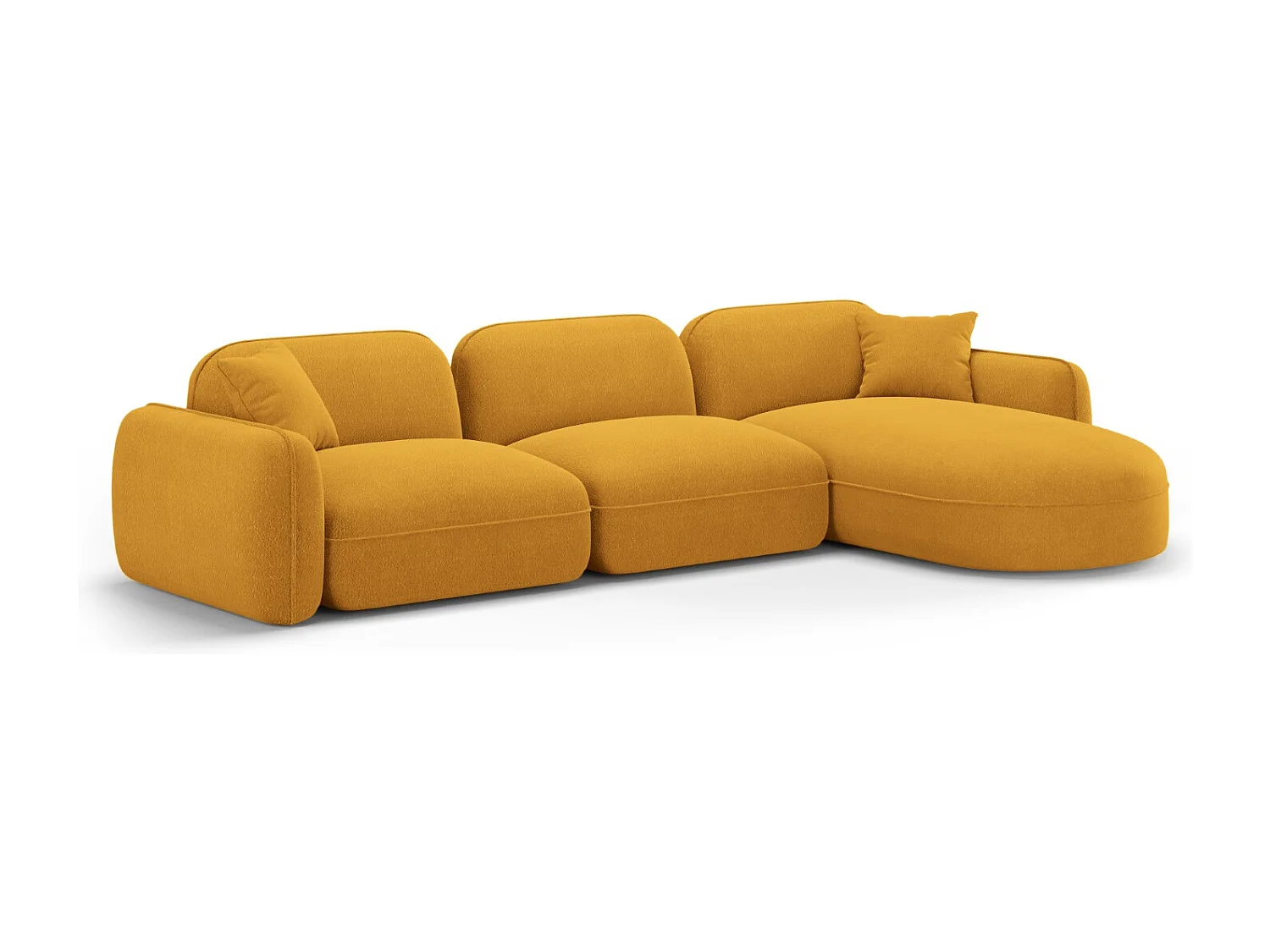 CXL by Christian Lacroix - Canapé d'angle droit modulable "Lucien" 4 places en velours moutarde - 320x165x70cm