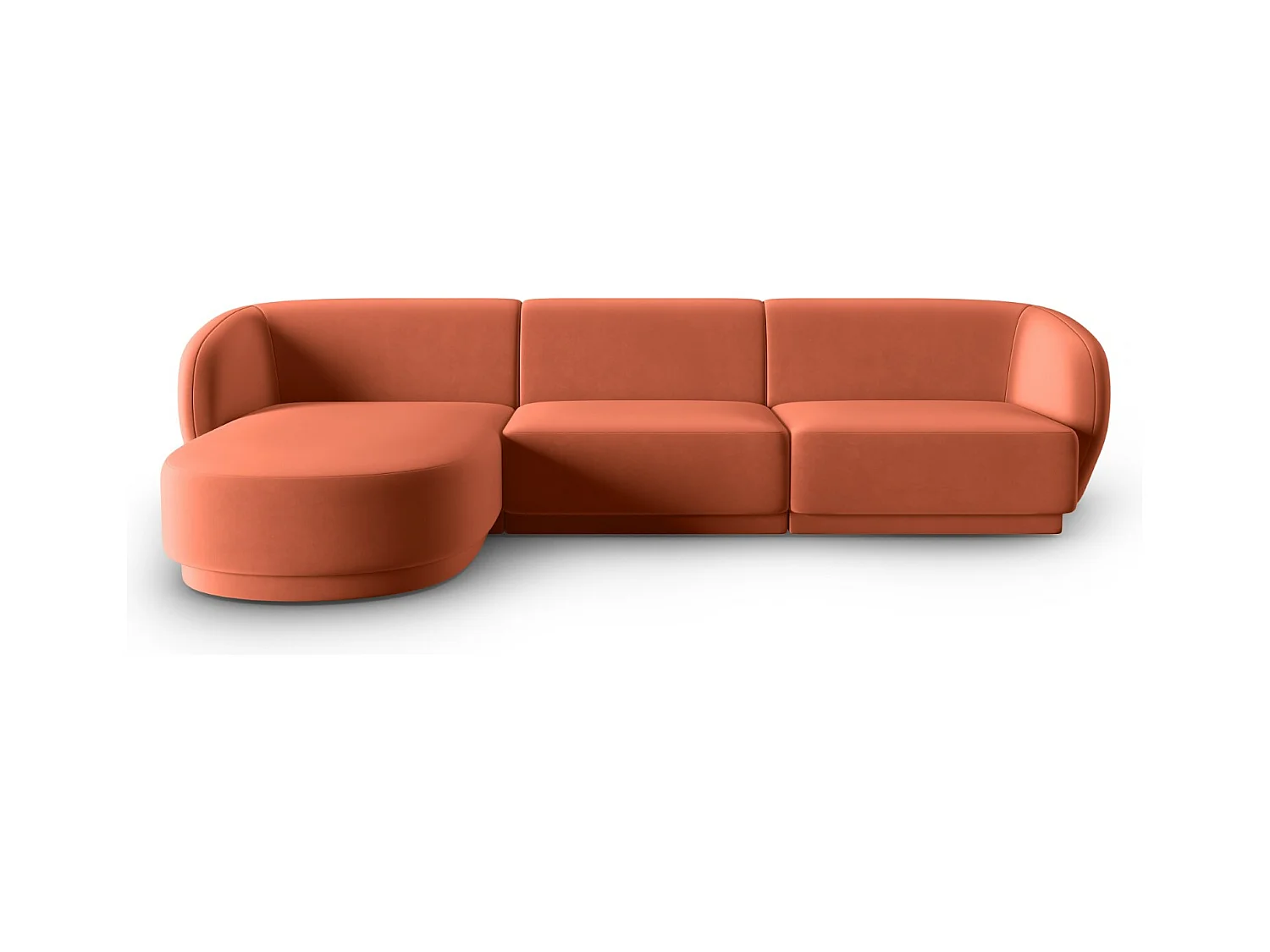 CXL by Christian Lacroix - Sofá modular de canto esquerdo "Lionel" 4 lugares em veludo coral - 266x155x74cm