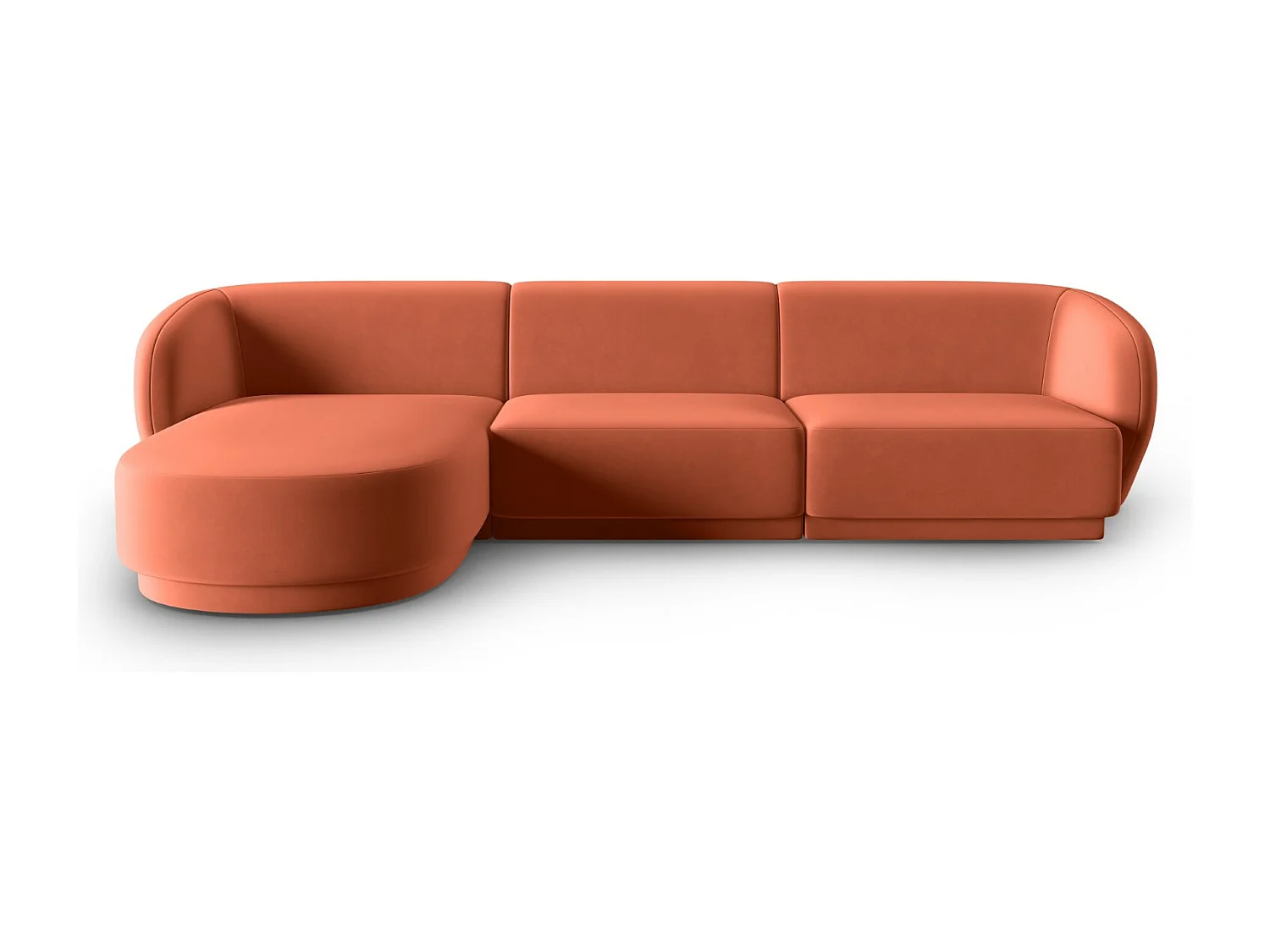 CXL by Christian Lacroix - Modulaire hoekbank links "Lionel" 4 zitplaatsen, Flueel, Koraal - 266x155x74cm