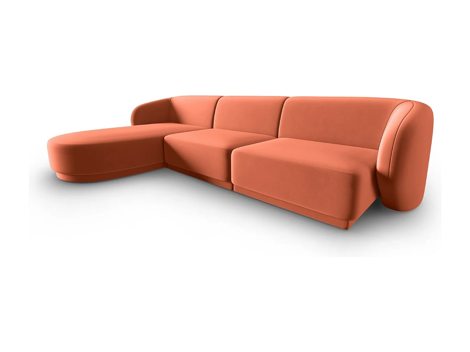 CXL by Christian Lacroix - Modulaire hoekbank links "Lionel" 4 zitplaatsen, Flueel, Koraal - 266x155x74cm