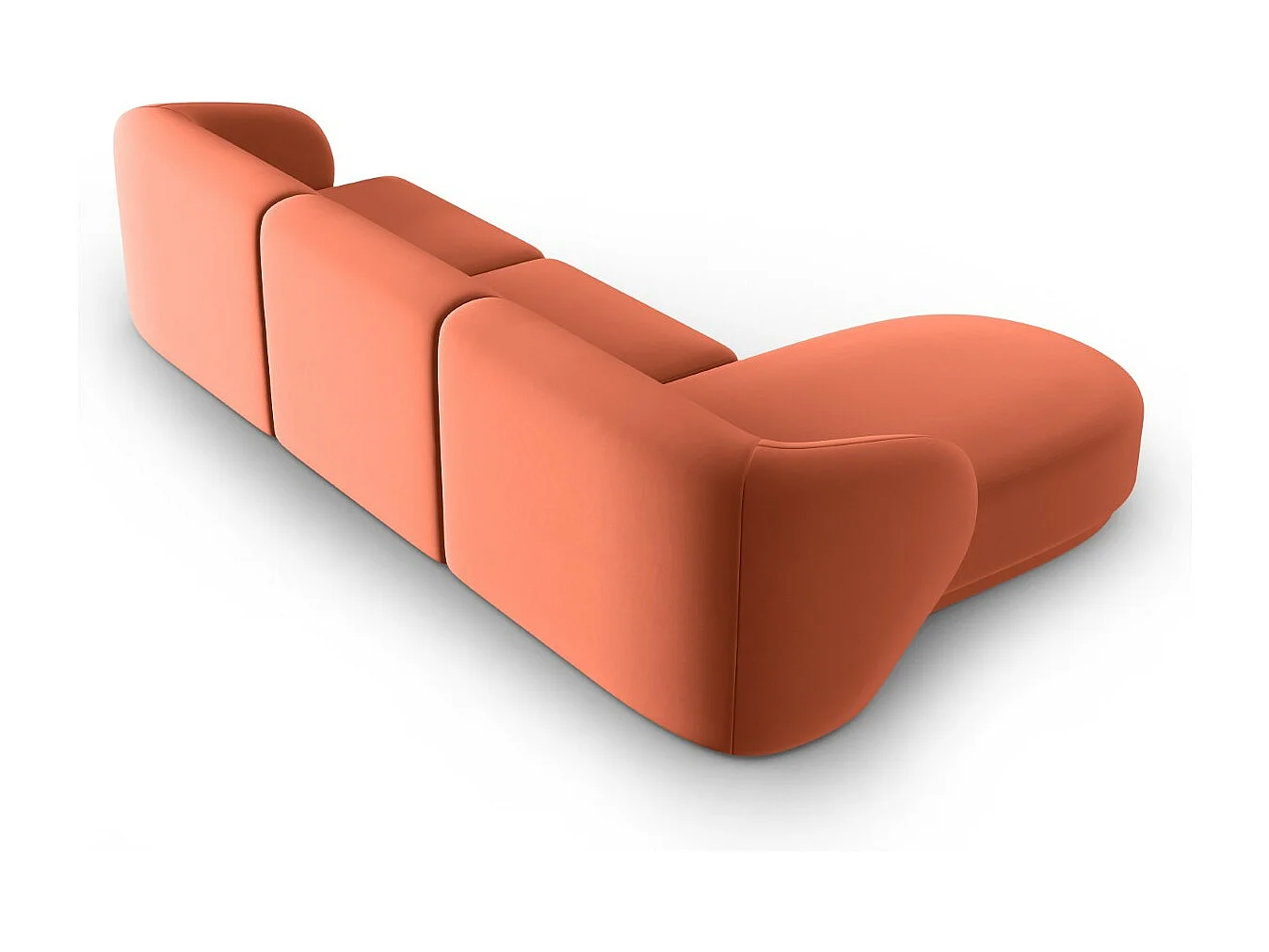 CXL by Christian Lacroix - Modulaire hoekbank links "Lionel" 4 zitplaatsen, Flueel, Koraal - 266x155x74cm