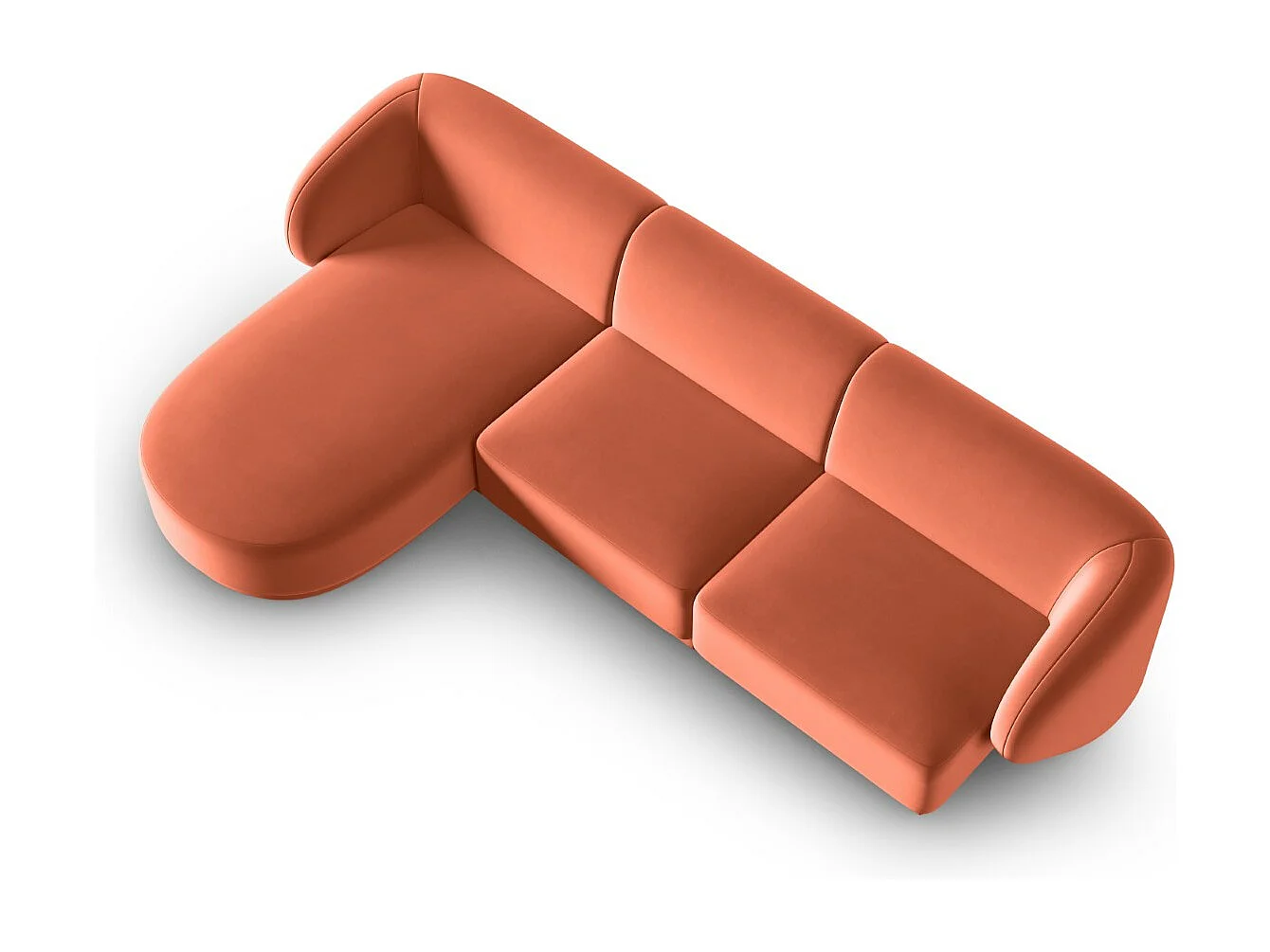 CXL by Christian Lacroix - Modulaire hoekbank links "Lionel" 4 zitplaatsen, Flueel, Koraal - 266x155x74cm