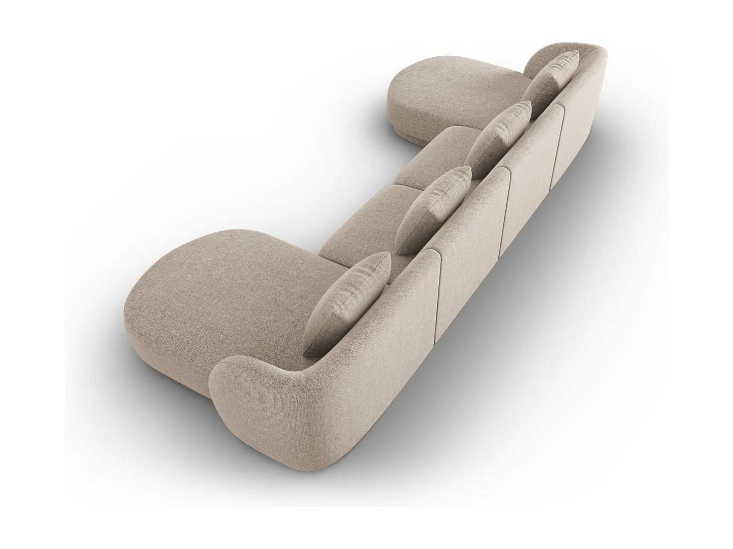 Cosmopolitan Design - Panoramische bank "Tulum" 5 zitplaatsen, Chenille, Beige - 330x156x70cm