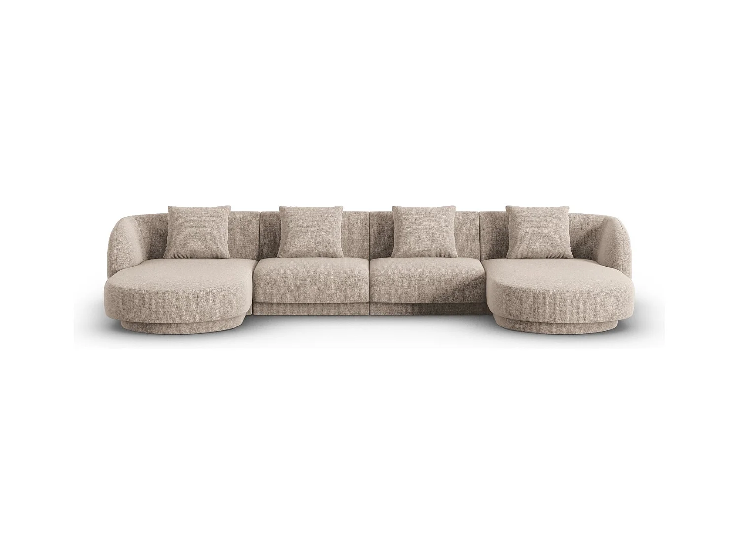 Cosmopolitan Design - Canapé panoramique "Tulum" 5 places en chenille beige - 330x156x70cm
