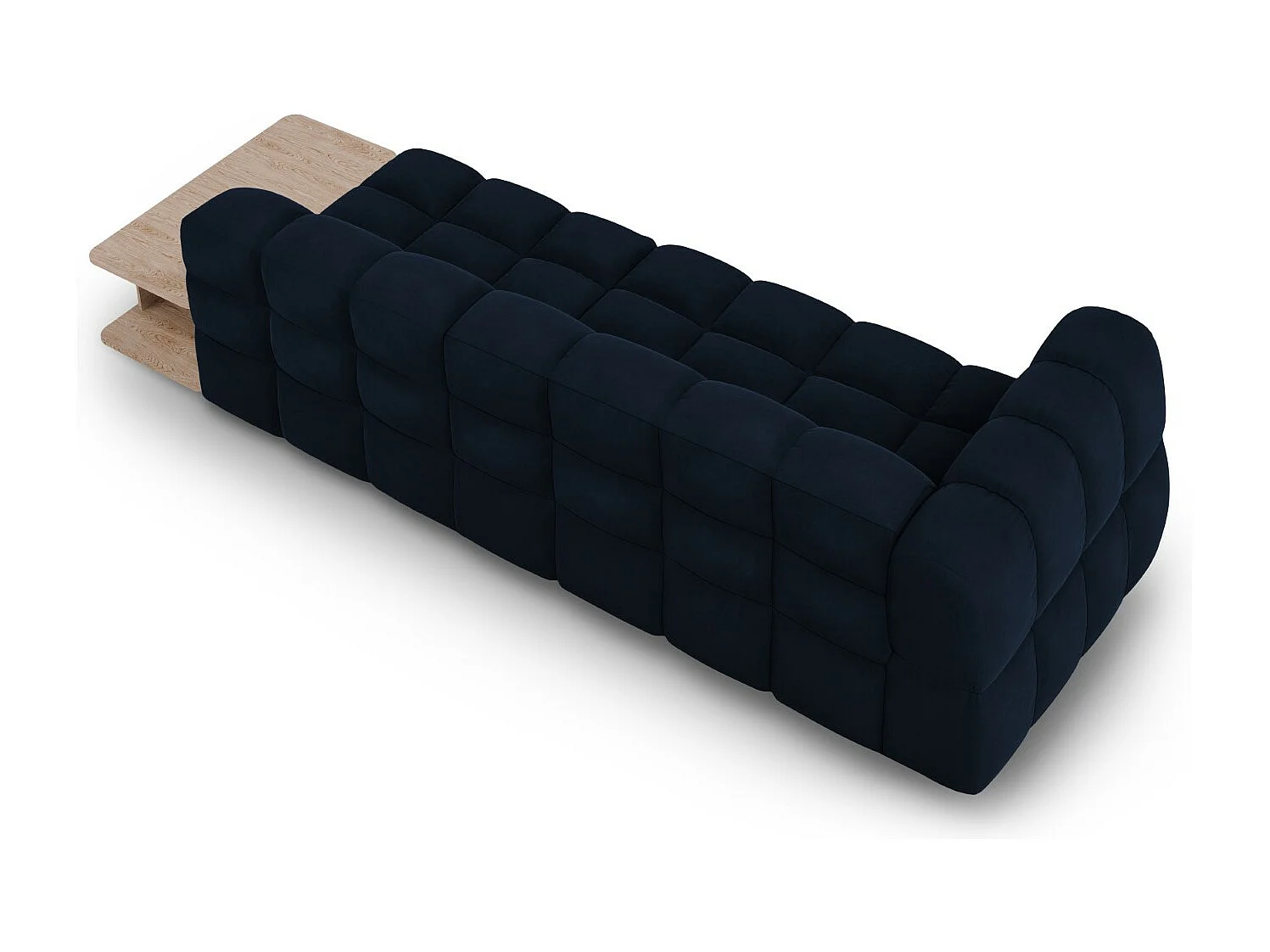 Cosmopolitan Design - Sofá modular direito "Sky" 4 lugares em veludo azul real - 297x102x75cm