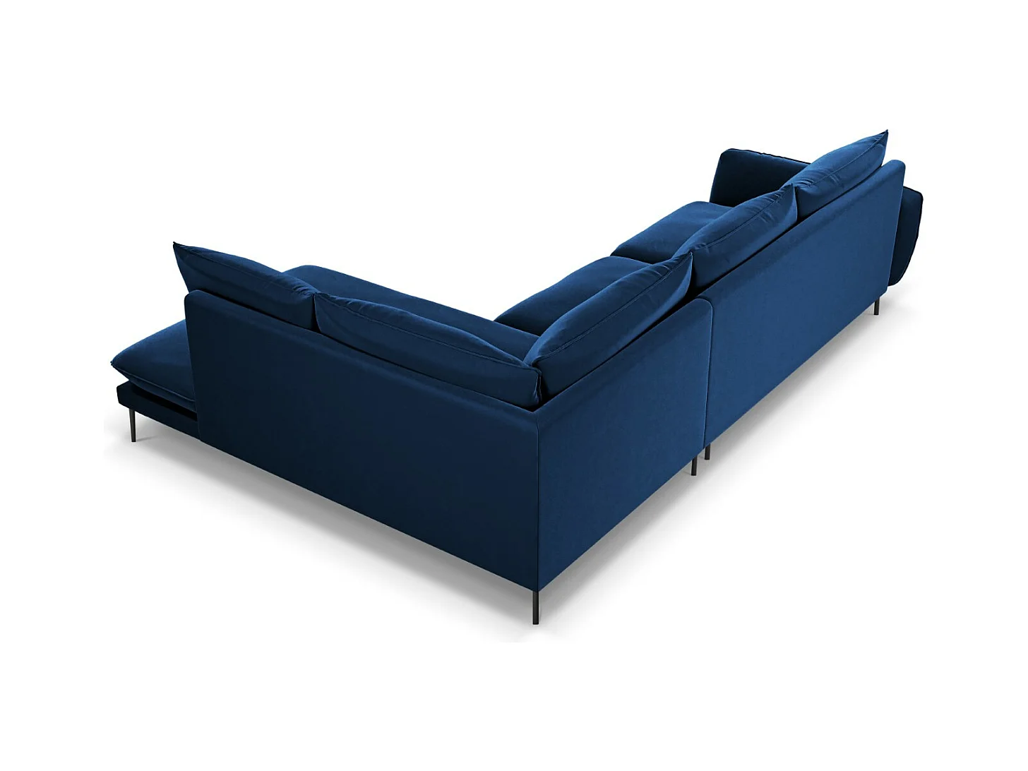 Cosmopolitan Design - Canapé d'angle droit "Vienna" 6 places en velours bleu roi - 275x185x95cm