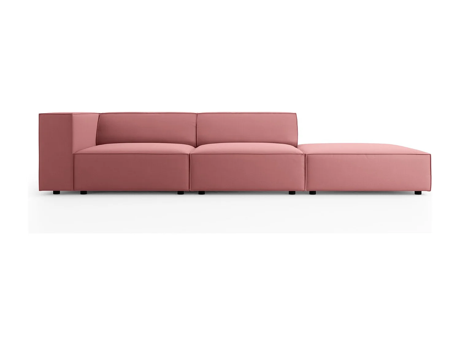 Cosmopolitan Design - 4-Sitzer rechtes Sofa "Arendal" aus Samt lachs - 262x102x70cm