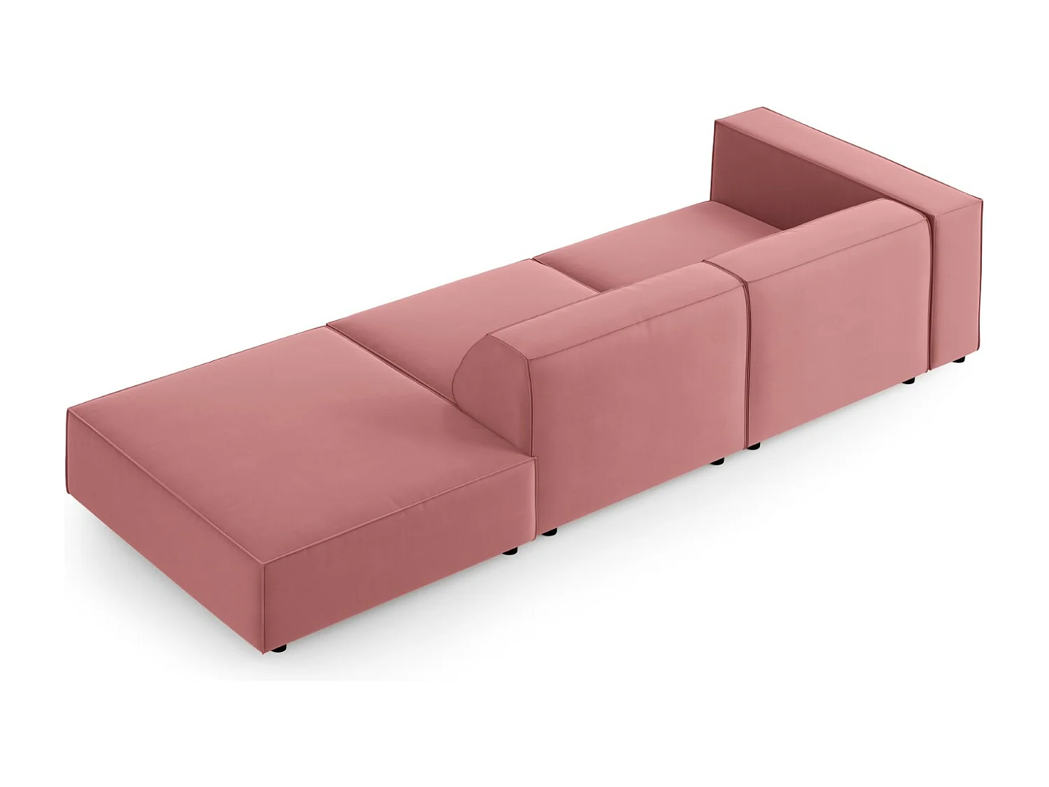 Cosmopolitan Design - 4-Sitzer rechtes Sofa "Arendal" aus Samt lachs - 262x102x70cm