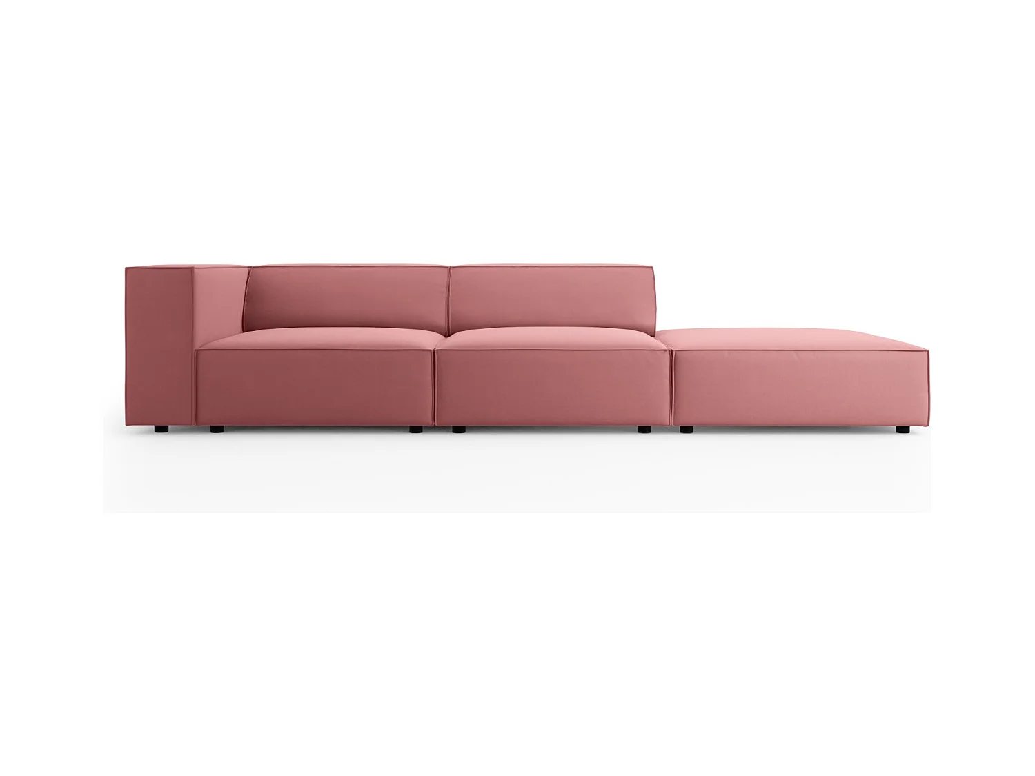 Cosmopolitan Design - Rechte bank "Arendal" 4 zitplaatsen, Flueel, Zalm - 262x102x70cm