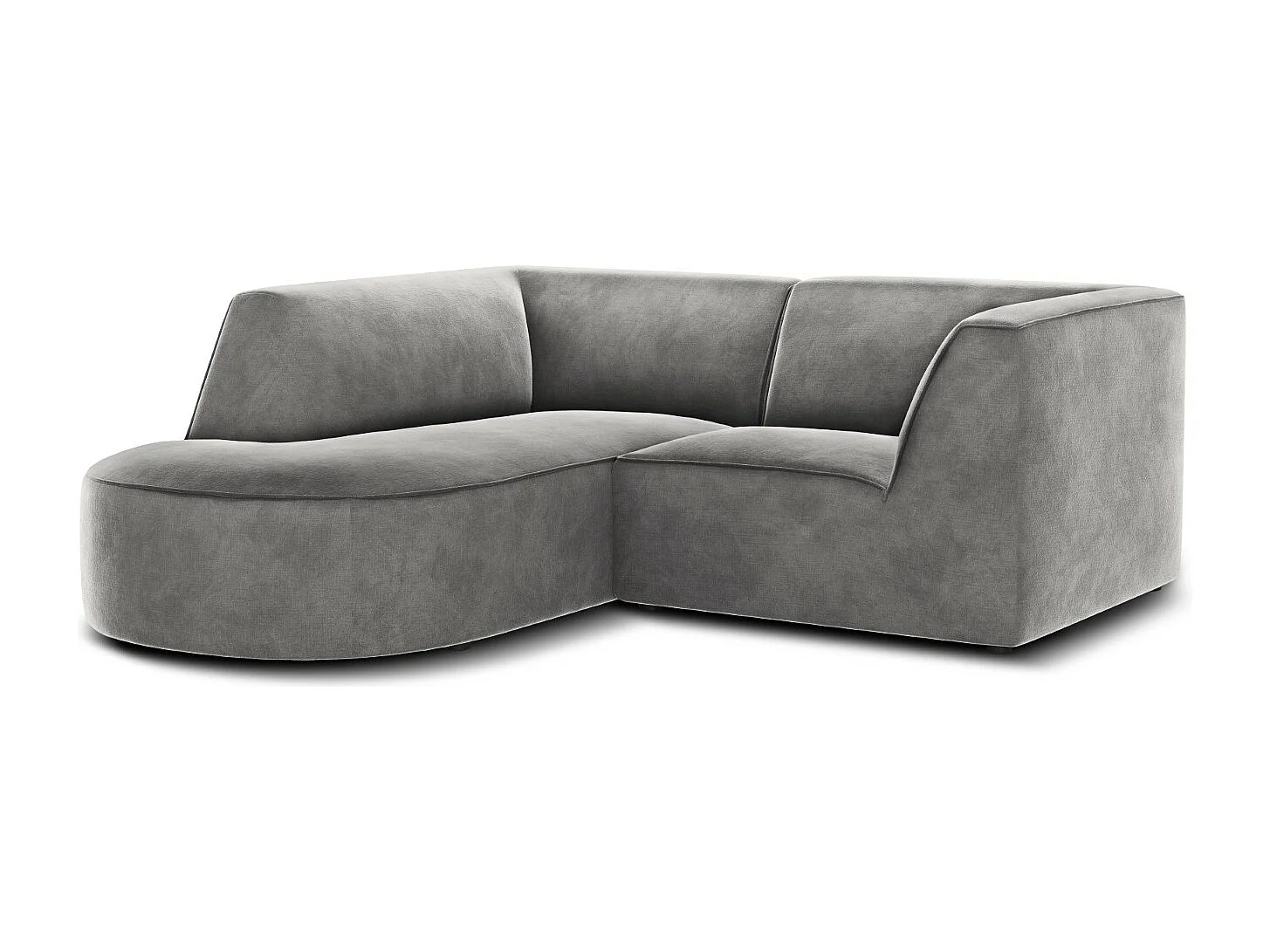 CXL by Christian Lacroix - Linker hoekbank "Charles" 3 zitplaatsen, Flueel, Lichtgrijs - 186x180x69cm