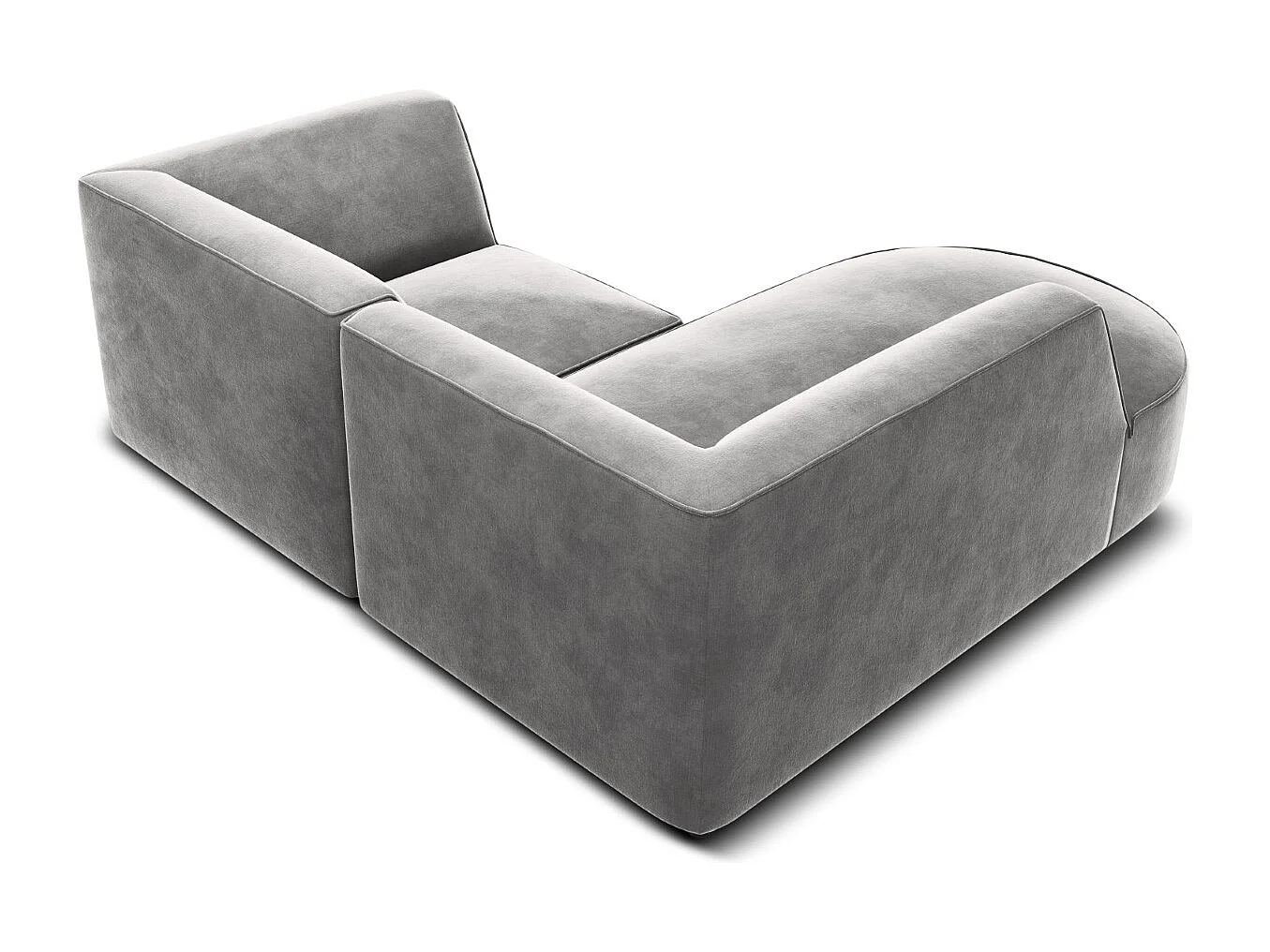 CXL by Christian Lacroix - Linker hoekbank "Charles" 3 zitplaatsen, Flueel, Lichtgrijs - 186x180x69cm