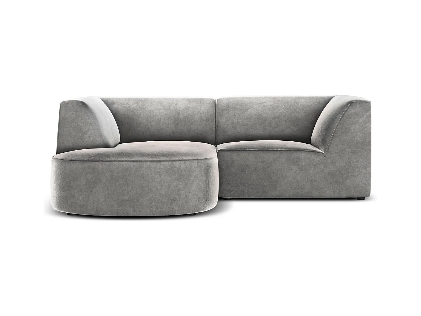 CXL by Christian Lacroix - Linker hoekbank "Charles" 3 zitplaatsen, Flueel, Lichtgrijs - 186x180x69cm