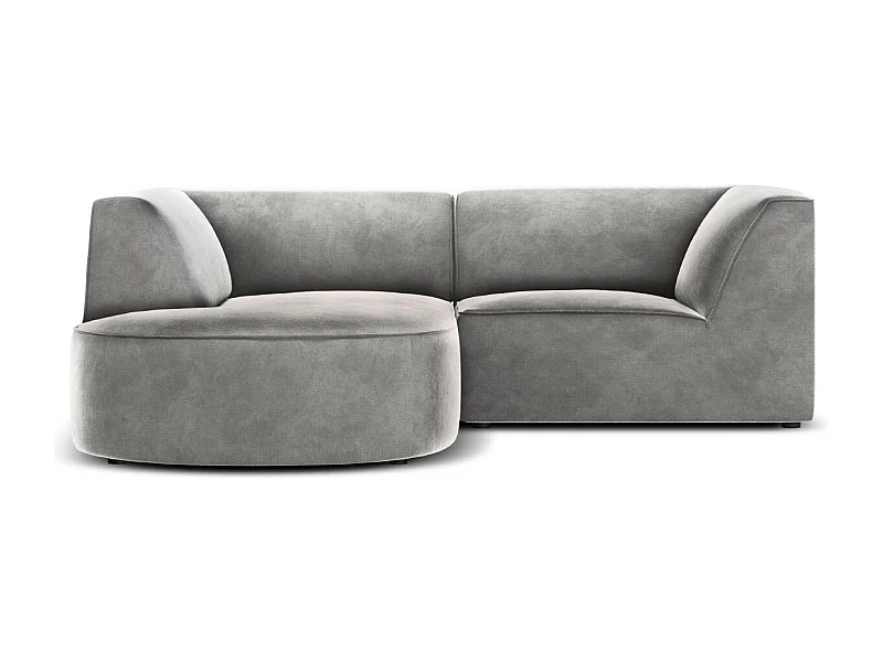 CXL by Christian Lacroix - 3-Sitzer Ecksofa links "Charles" Sitzer aus Samt hellgrau - 186x180x69cm