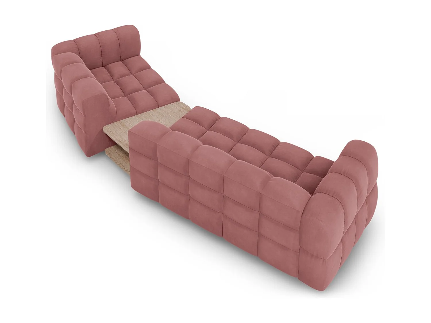 Cosmopolitan Design - Canapé modulable droit "Sky" 3 places en velours saumon - 353x148x75cm