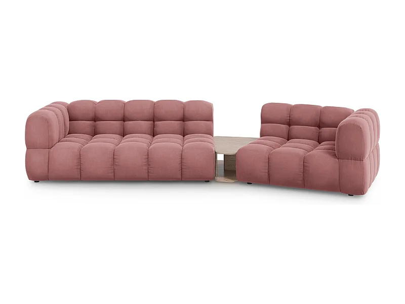 Cosmopolitan Design - Sofá modular direito "Sky" 3 lugares em veludo salmão - 353x148x75cm