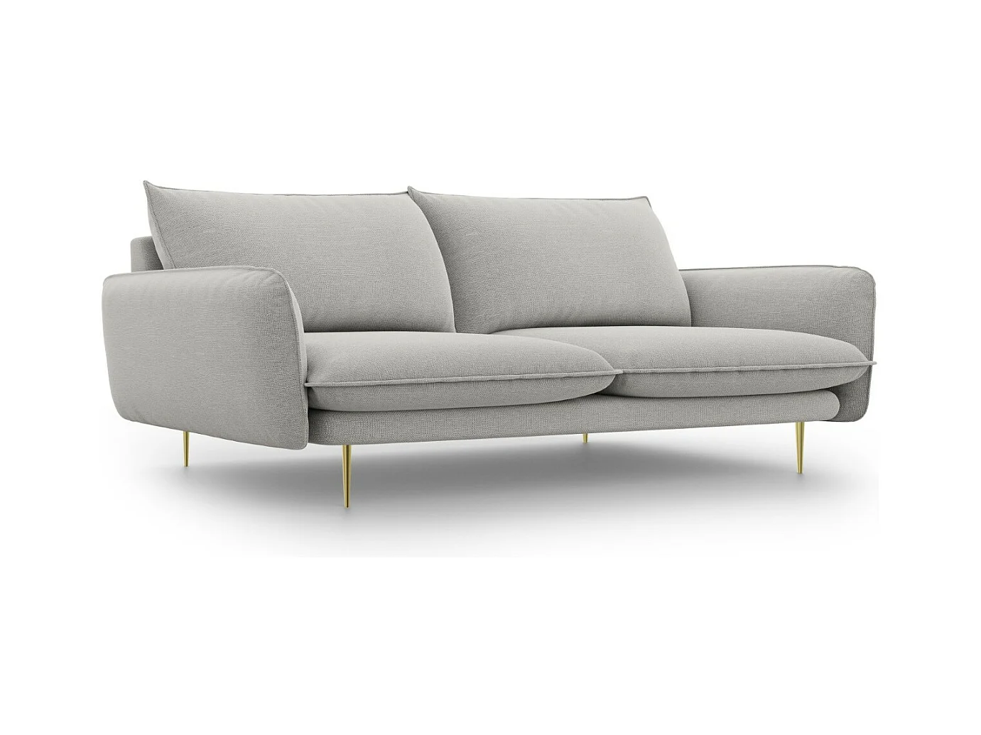 Cosmopolitan Design - Bank "Vienna" 4 zitplaatsen, Structurele stof, Lichtgrijs - 230x92x95cm