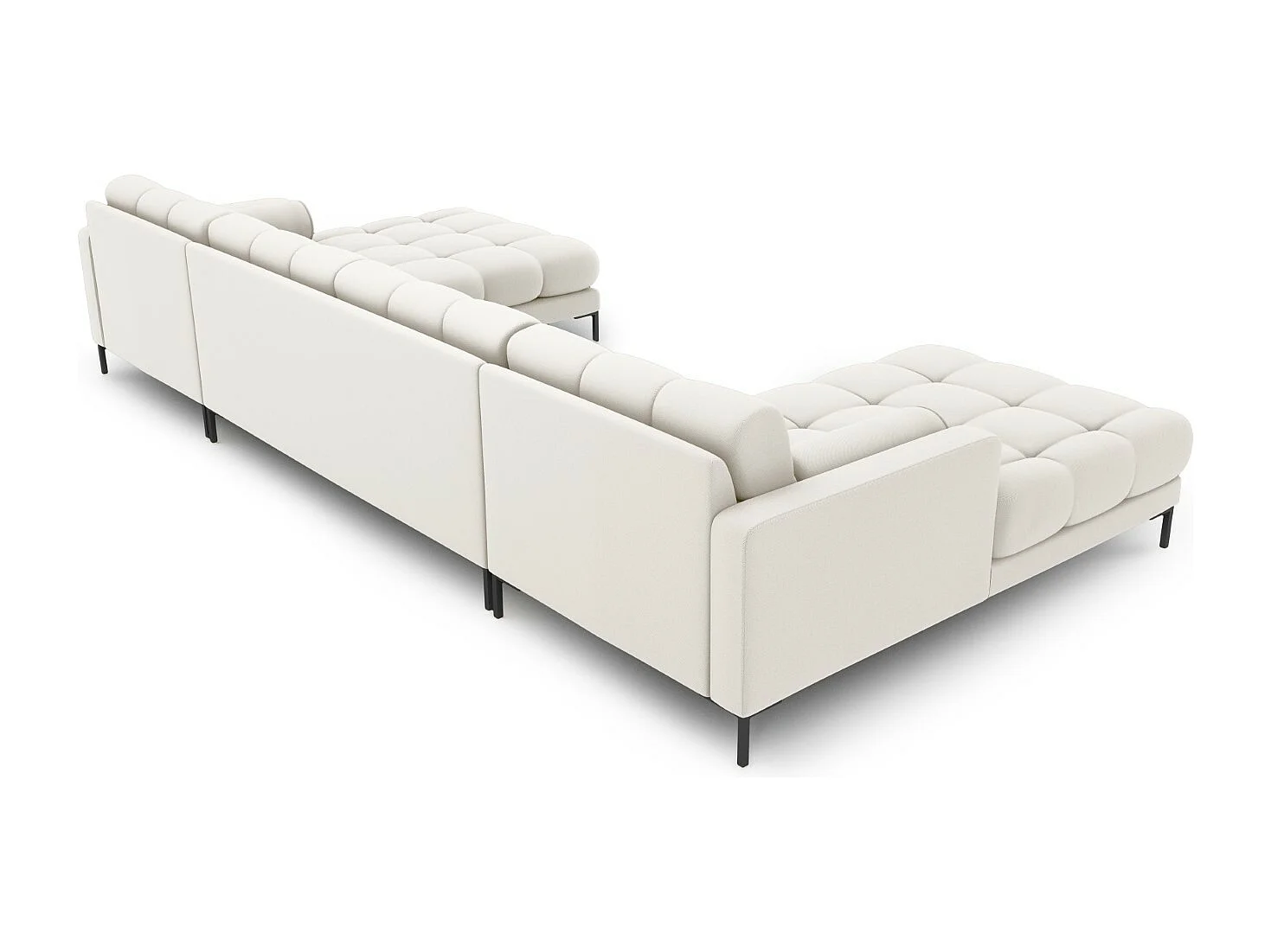 Cosmopolitan Design - 7-Sitzer Panoramasofa "Bali" aus strukturiertem Stoff leichtes beige - 383x185x75cm