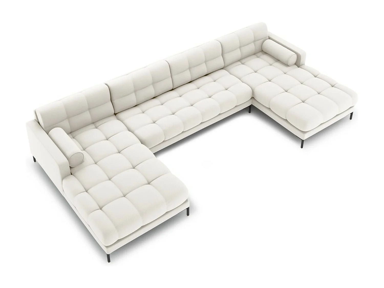 Cosmopolitan Design - Sofa panoramiczna, "Bali" 7 miejsc tkanina strukturalna, beż jasny - 383x185x75cm