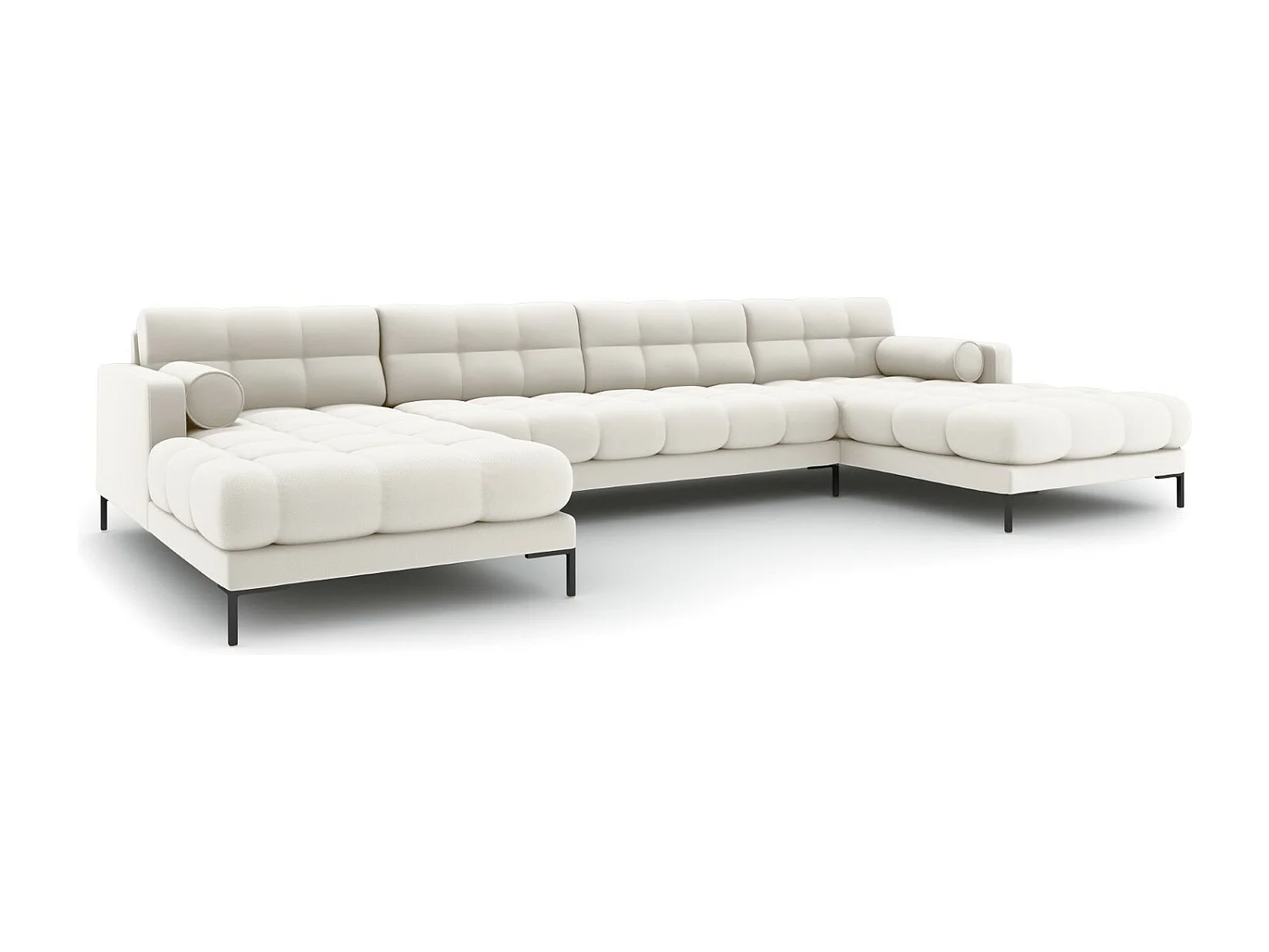 Cosmopolitan Design - Sofa panoramiczna, "Bali" 7 miejsc tkanina strukturalna, beż jasny - 383x185x75cm