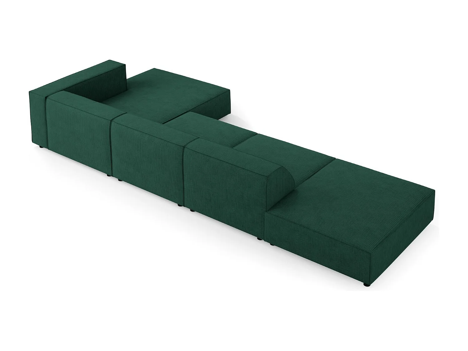 Cosmopolitan Design - Sofá de canto direito "Arendal" 5 lugares em tecido chenille com efeito canelado verde garrafa - 341x166x70cm